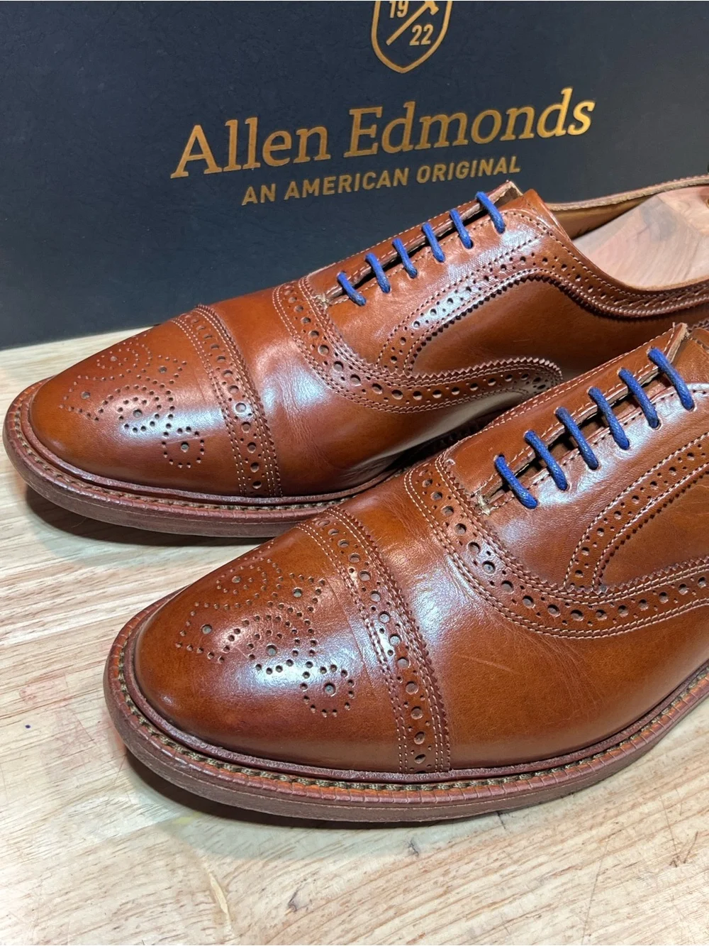 Allen Edmonds Elgin Men’s Leather Brogue Cap Toe Oxfords Sz 11D Made In USA 🇺🇸